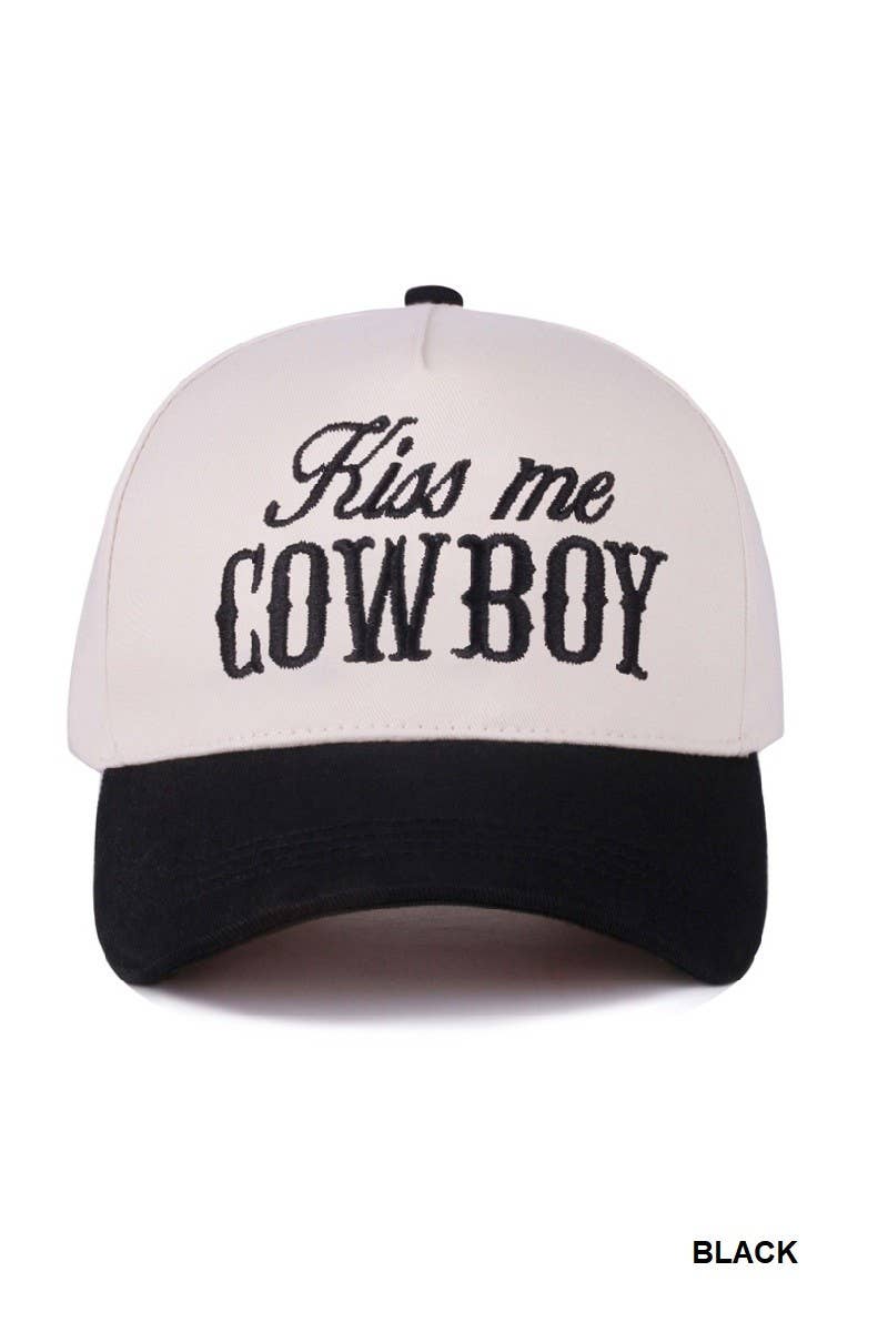 Kiss Me Cowboy Two Tone Canvas Cotton Cap