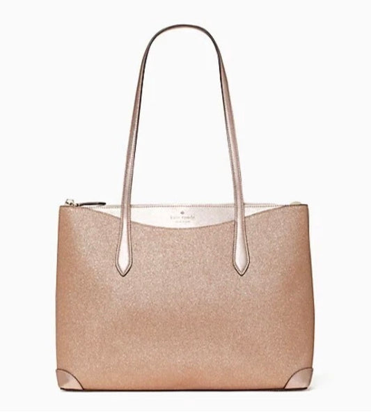 Kate Spade Large Shimmer Tote Bag Rose Gold