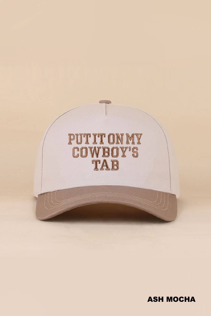 Put It On My Cowboy's Tab Two Tone Snapback Hat