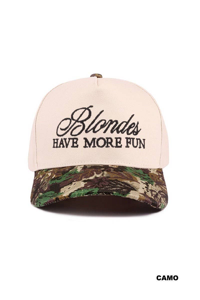 Blondes Have More Fun Two-tone Canvas Cotton Cap