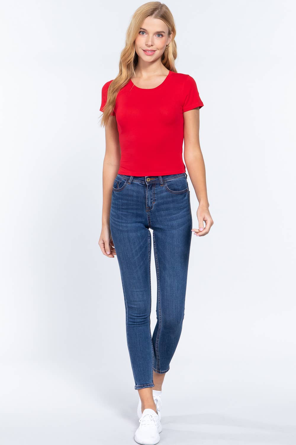 Short Sleeve Crew Neck Crop Top