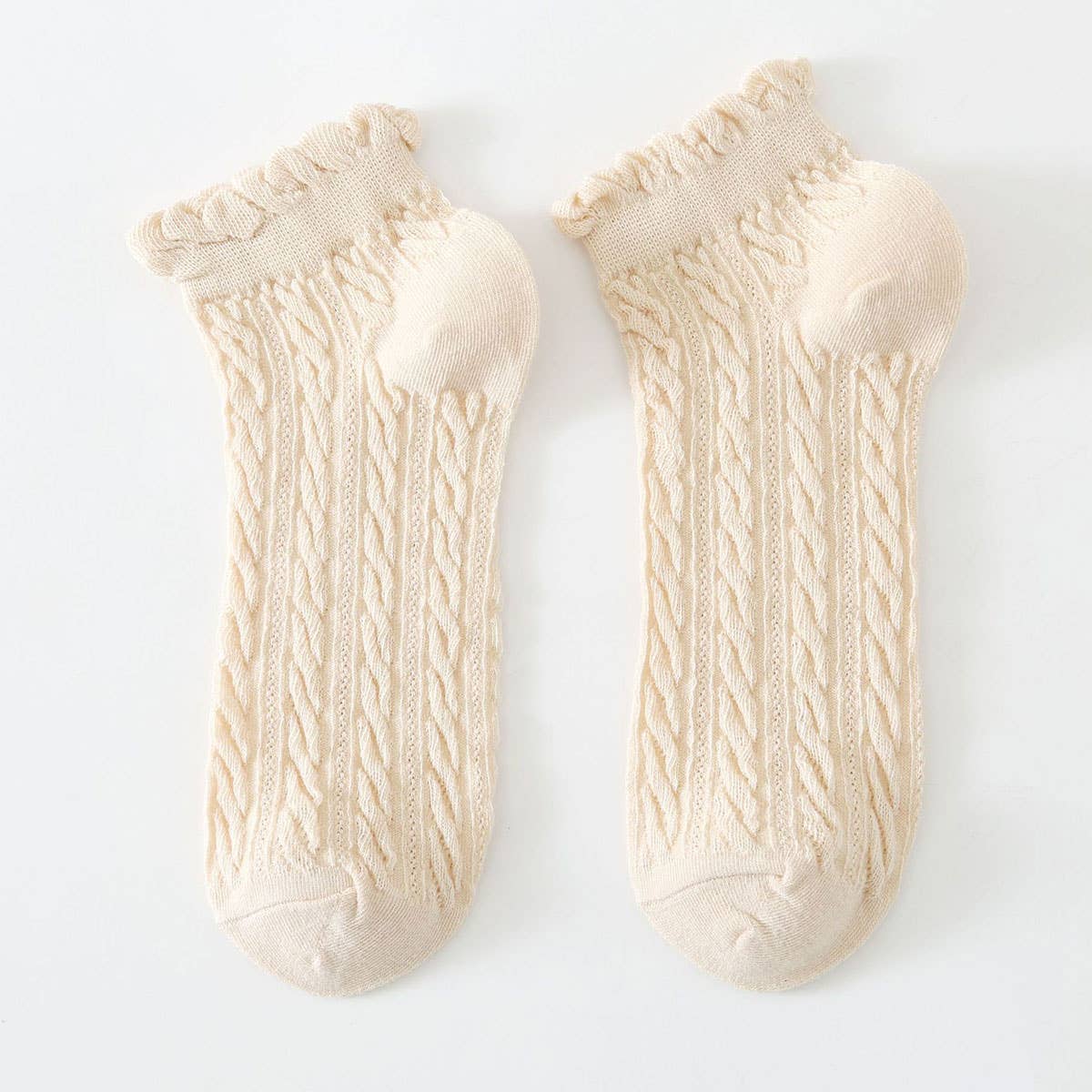 Mesh  Twist Ruffle Ankle Socks