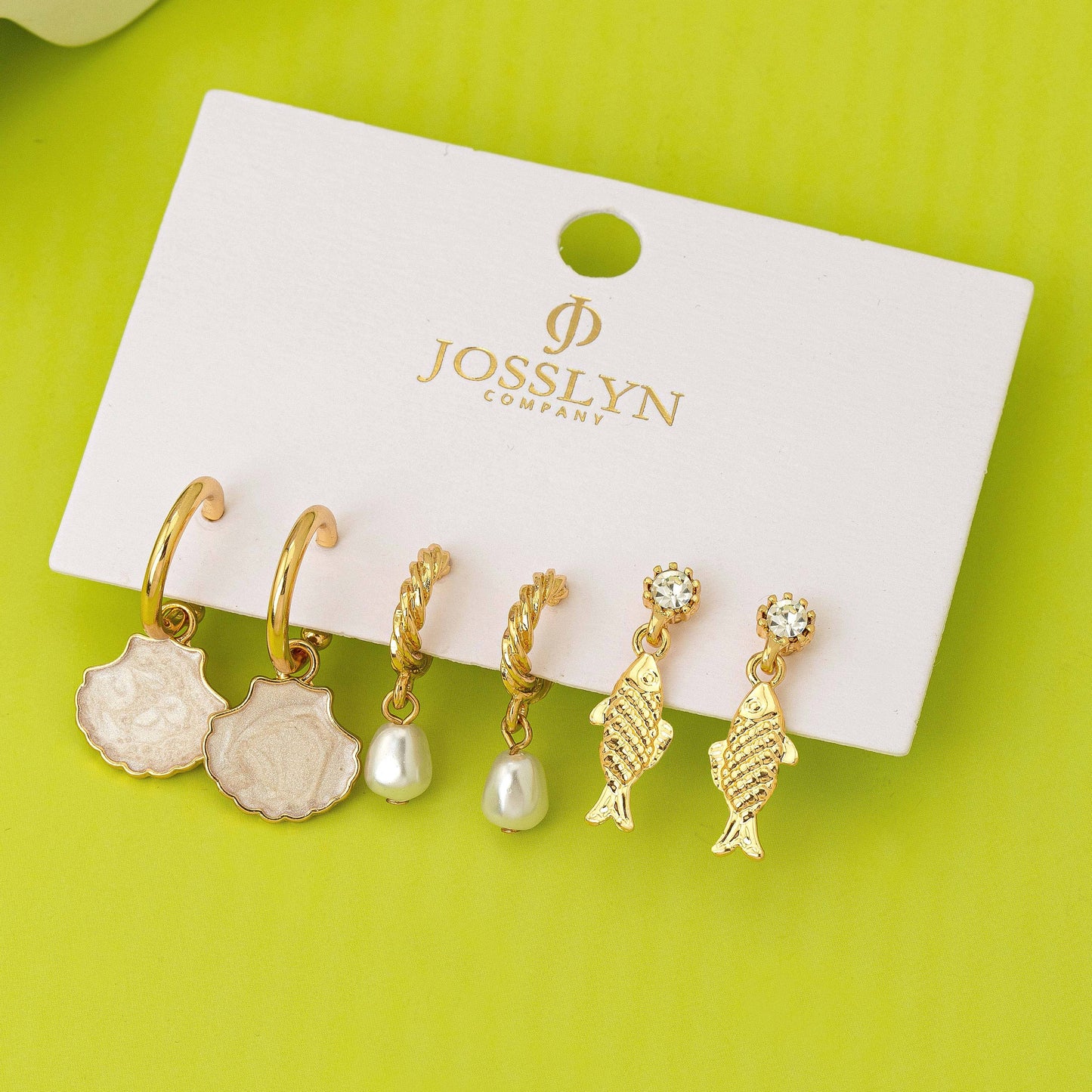 Fish Shell Pearl Marine Trio Earring Set | 80E62030