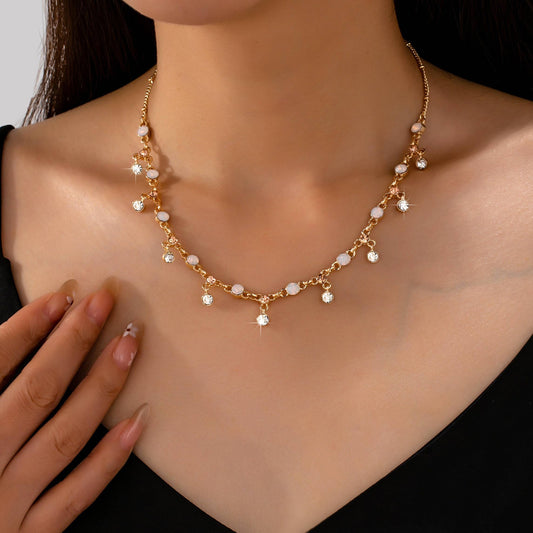 Opal & Crystal Fringe Necklace | 80N93580