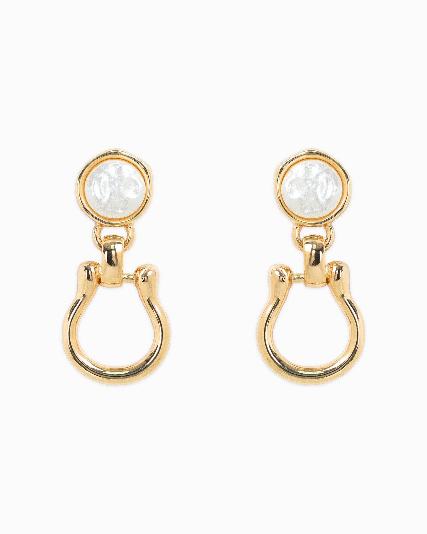 Pearl Top Horsebit Earrings