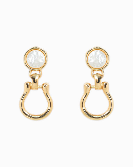 Pearl Top Horsebit Earrings
