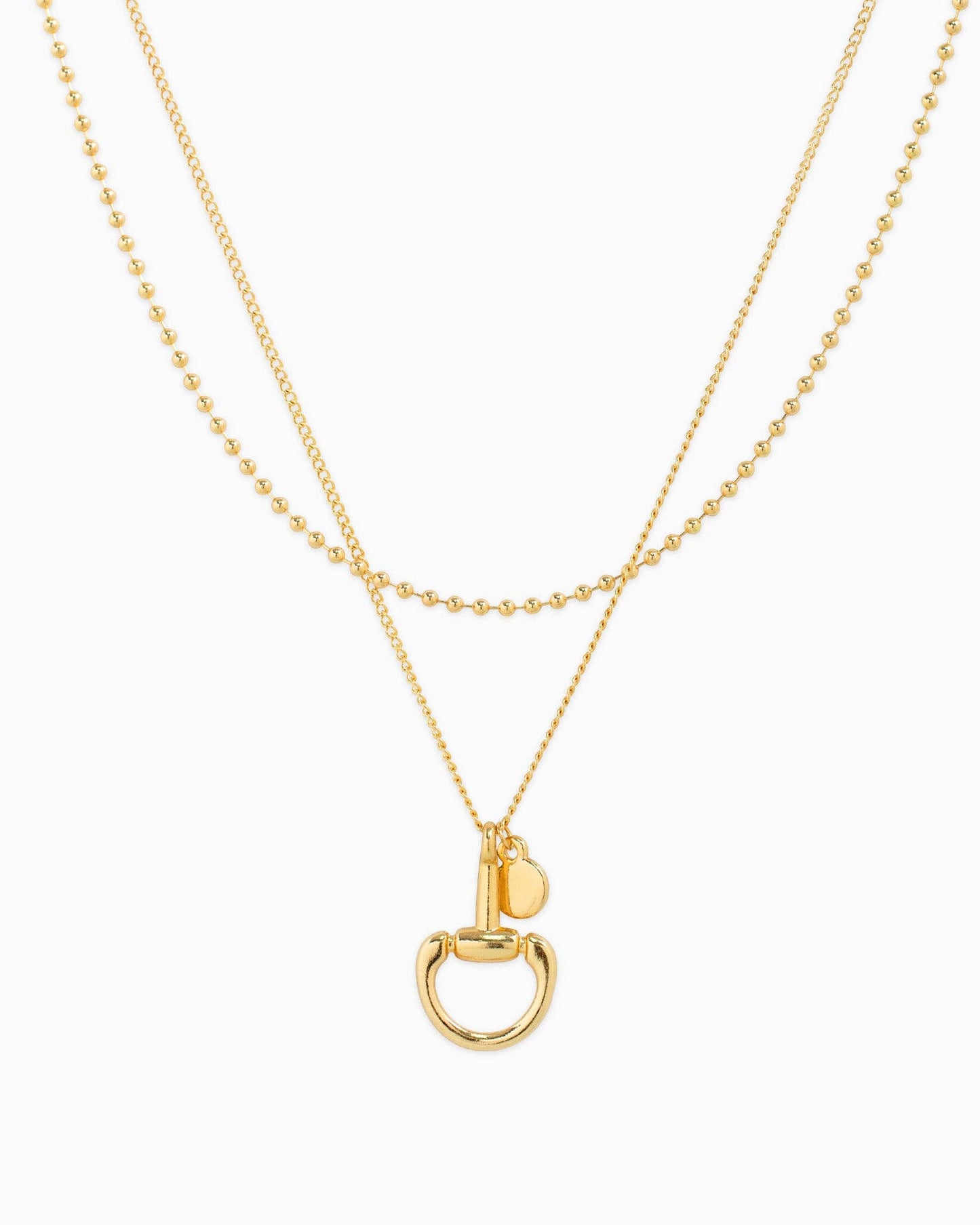 2 Layered Golden Horsebit Coin Necklace
