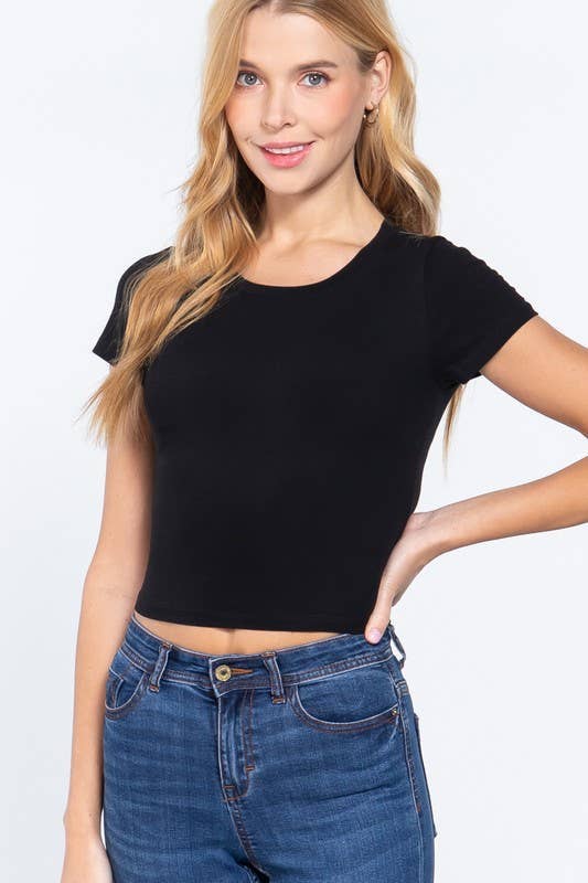 *NEW* Short Sleeve Crew Neck Crop Top