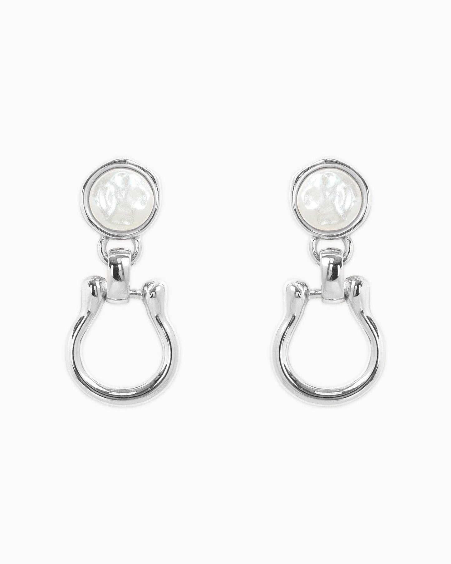 Pearl Top Horsebit Earrings