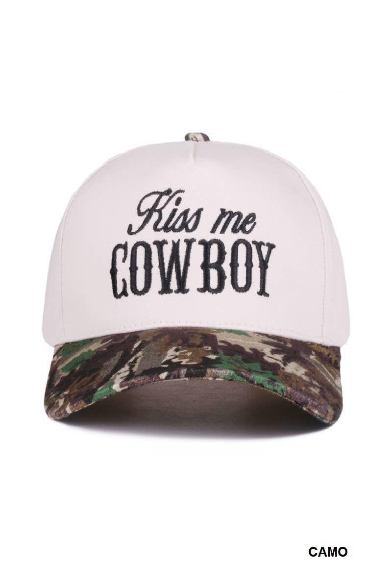 Kiss Me Cowboy Two Tone Canvas Cotton Cap