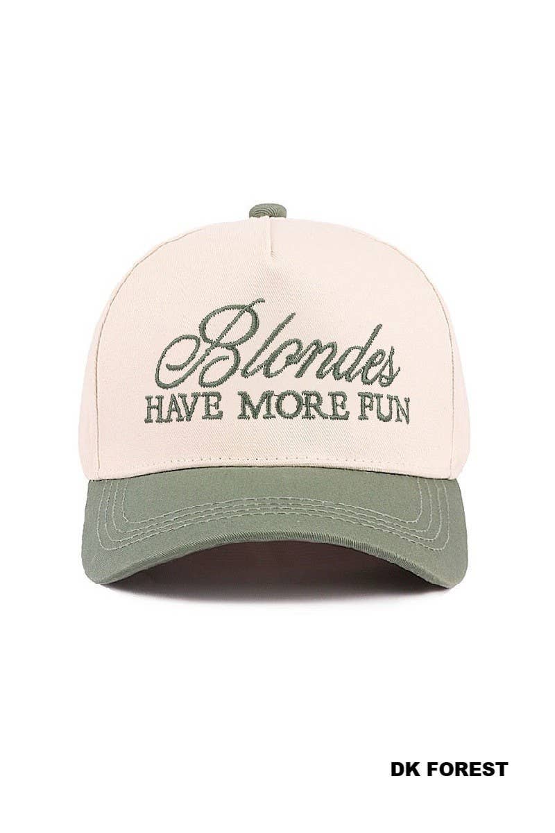 Blondes Have More Fun Two-tone Canvas Cotton Cap