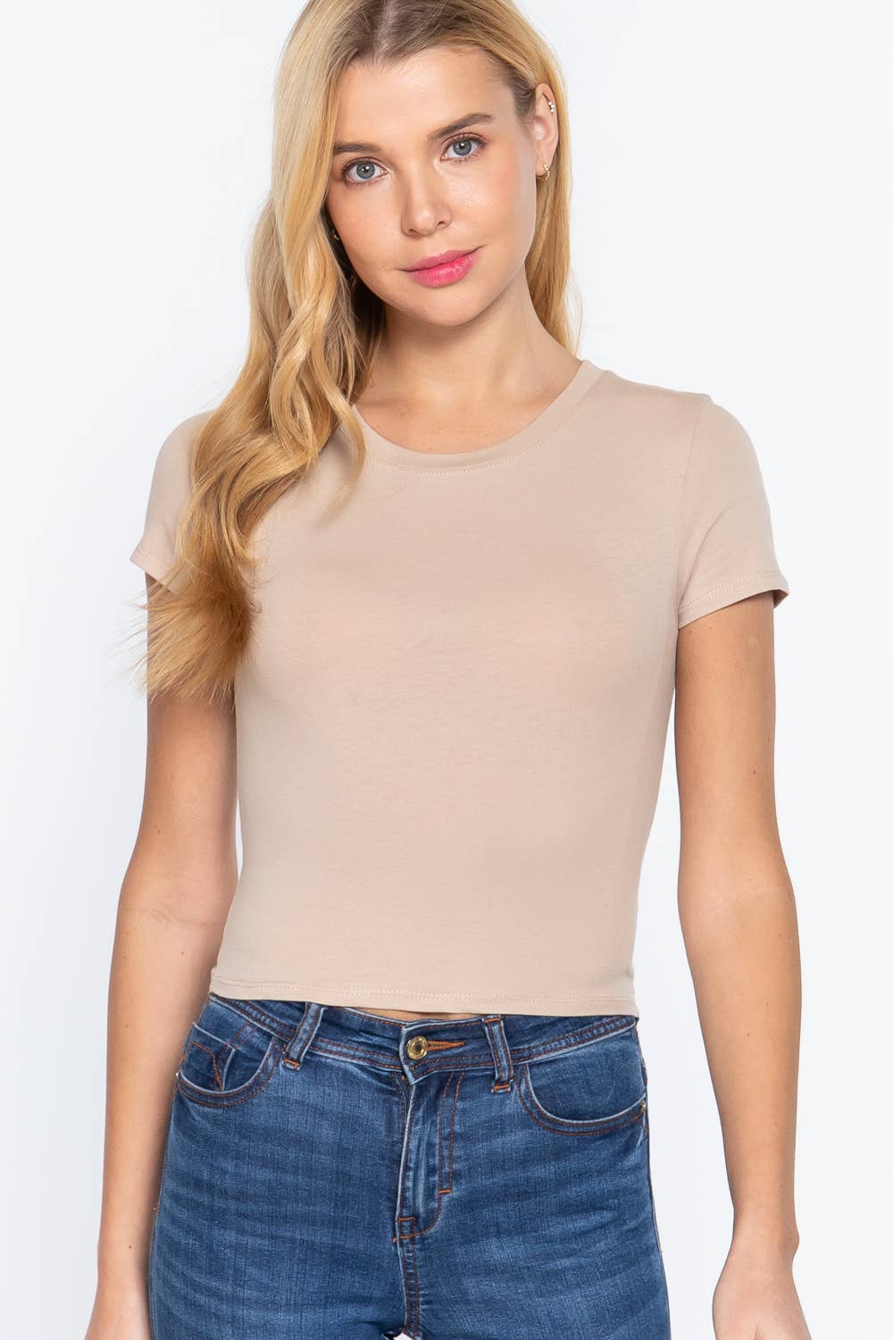 Short Sleeve Crew Neck Crop Top