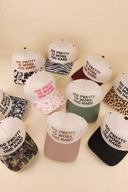 Too Pretty To Work This Hard Two Tone Snapback Hat