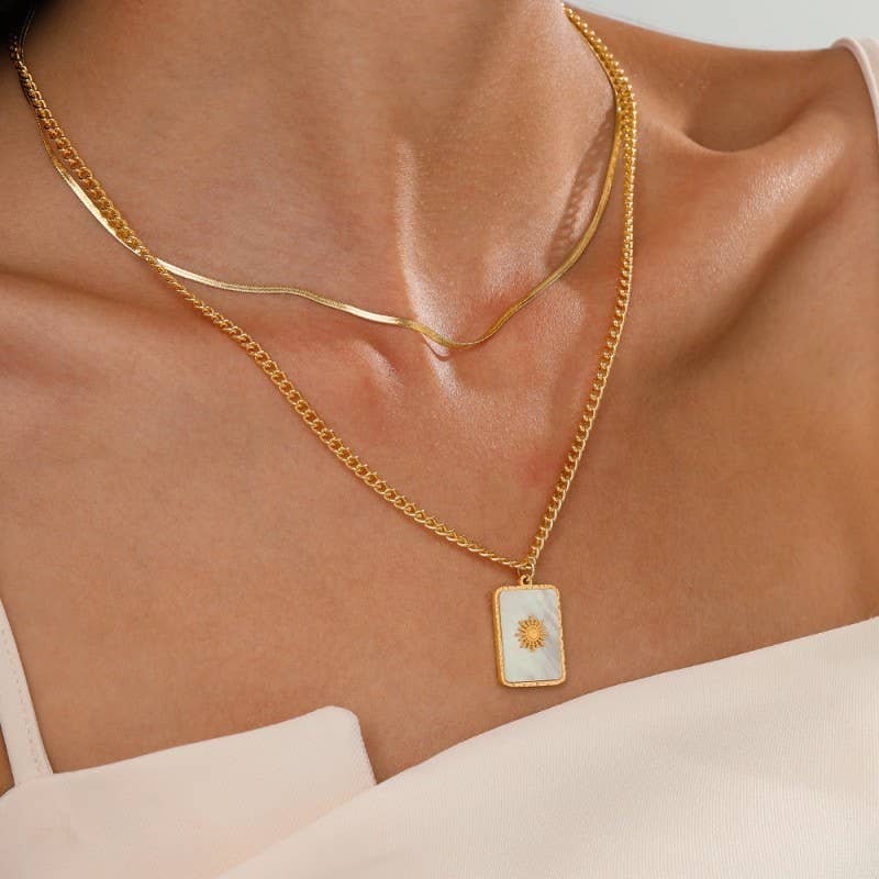 18K STAINLESS STEEL TARNISH FREE SUN NECKLACE | 40NK9589