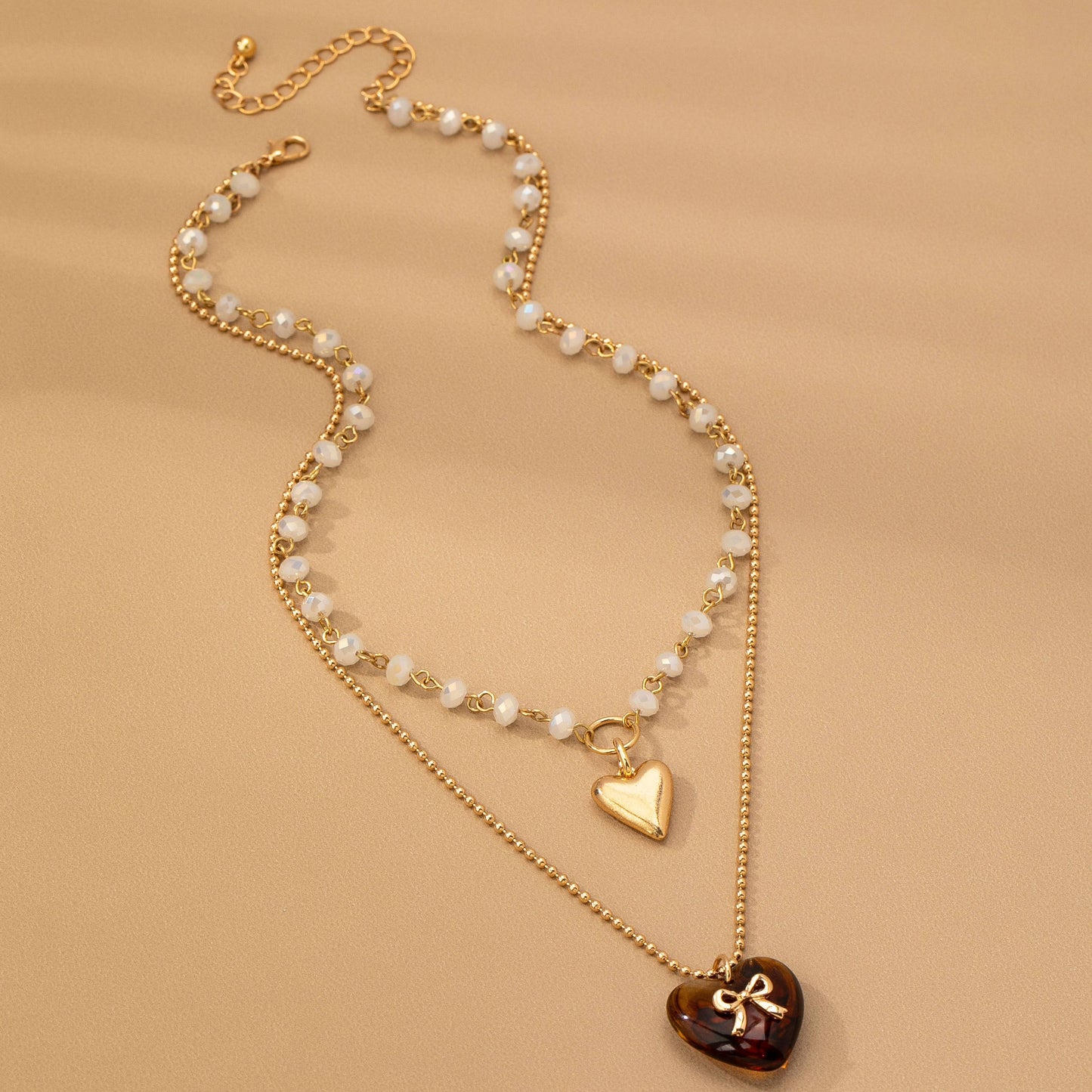MULTI LAYER DOUBLE HEART CHARM NECKLACE | 80N92656