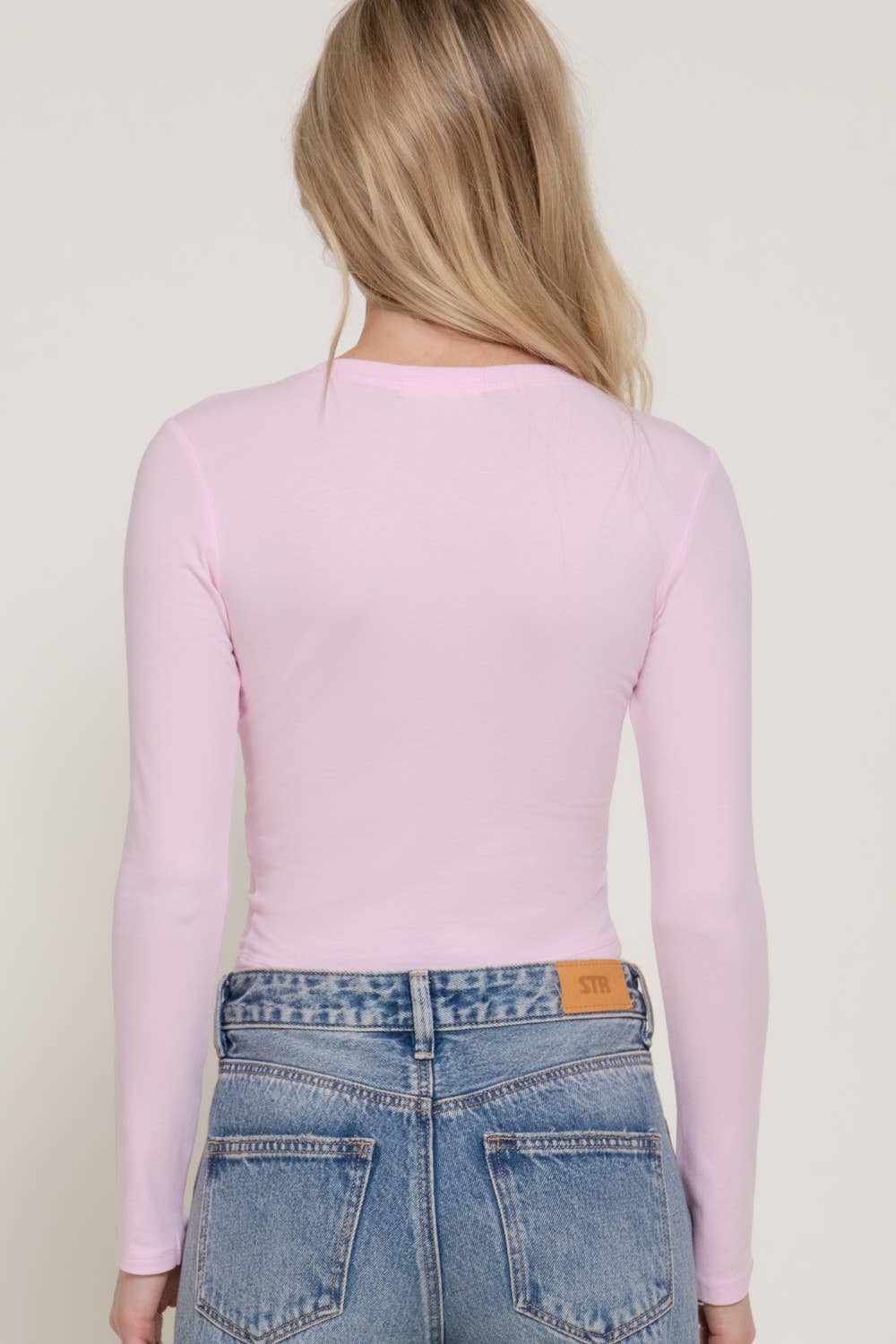 Long Sleeve Crew Neck Cotton Crop Top