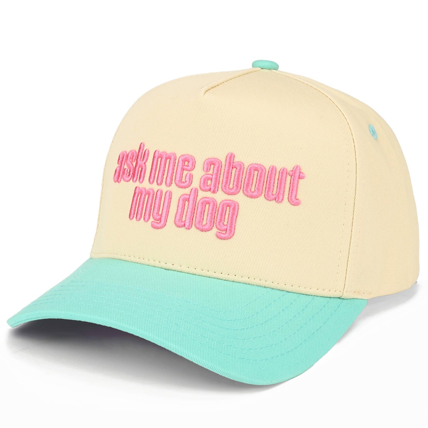 C.C ASK ME ABOUT MY DOG Letter on Two Tone Trucker Hat