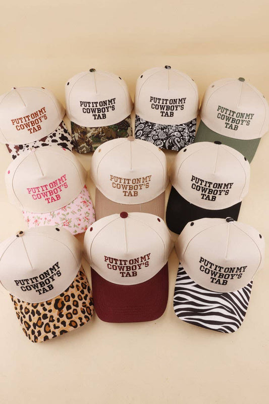 Put It On My Cowboy's Tab Two Tone Snapback Hat