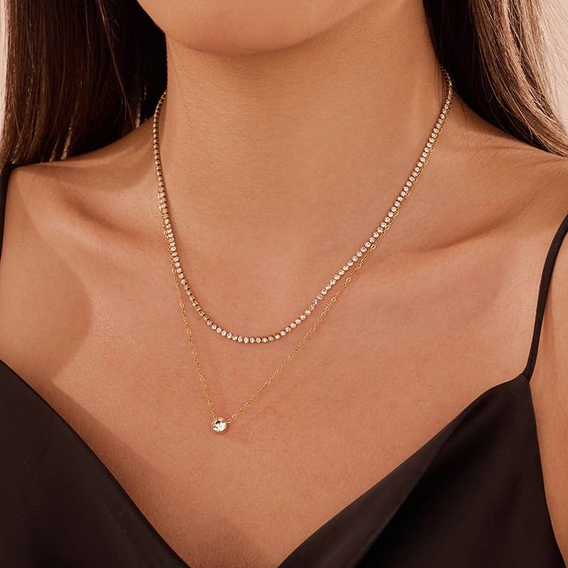 18K STAINLESS STEEL TARNISH FREE LAYERED NECKLACE | 40NK9761