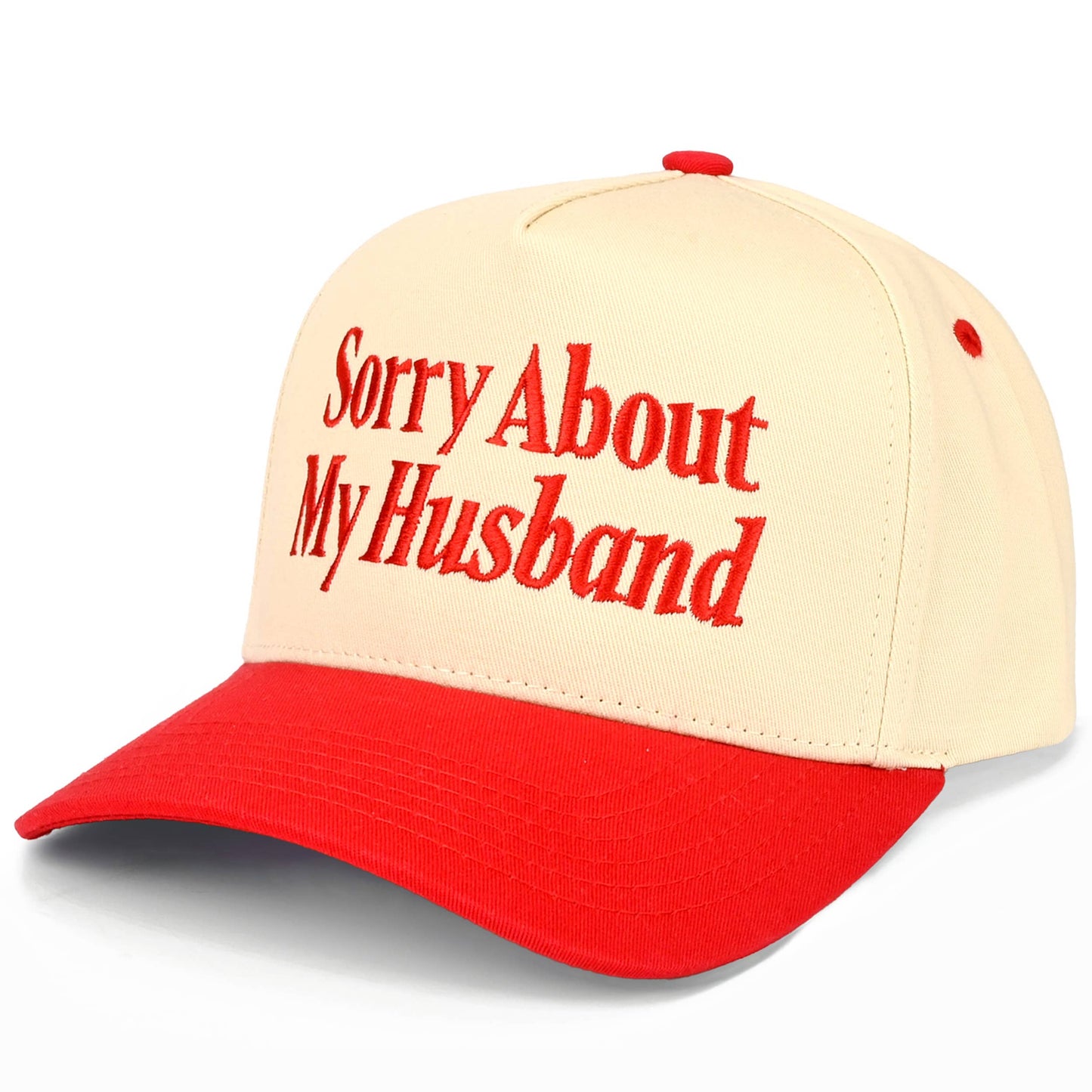 C.C SORRY ABOUT MY HUSBAND Letter Two Tone Trucker Hat