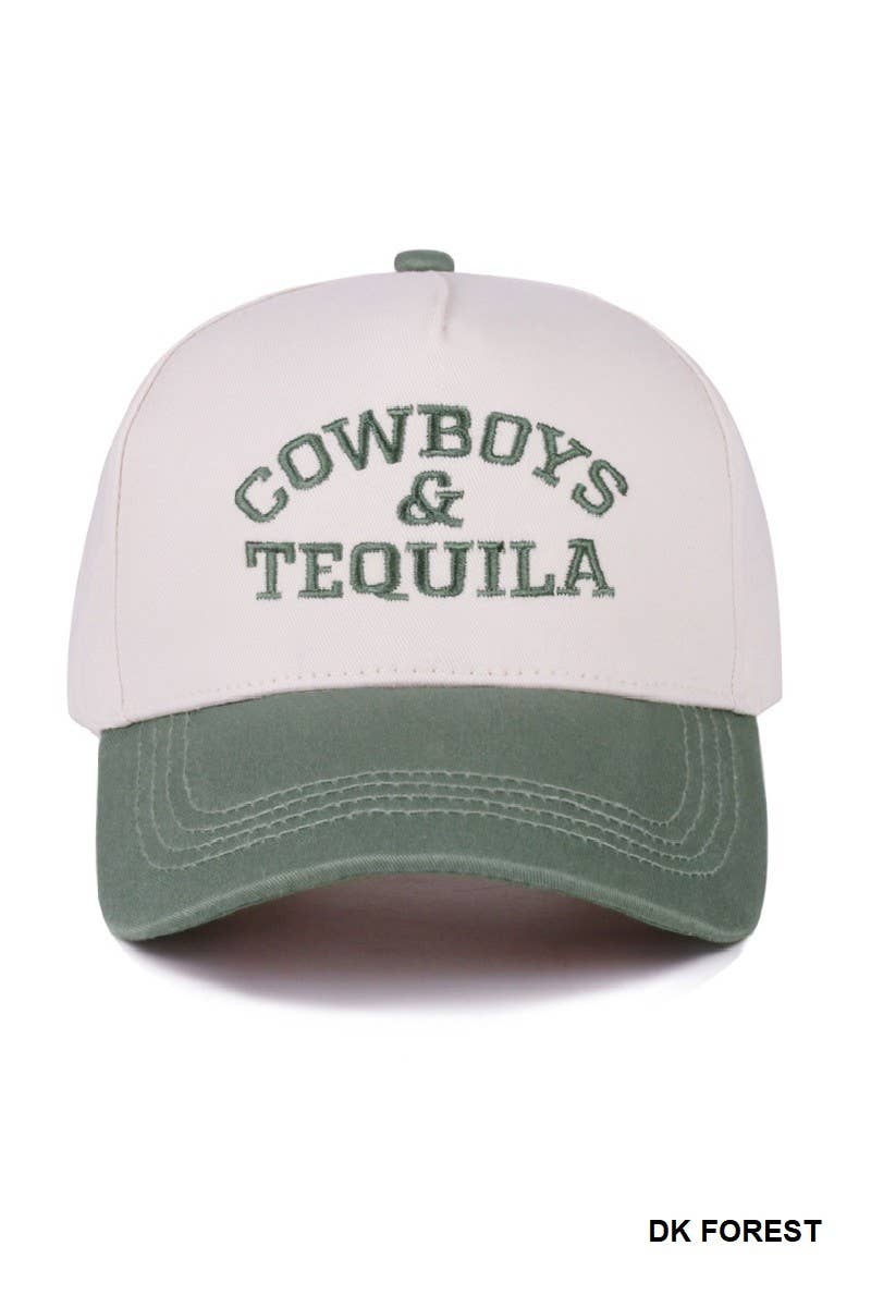 Cowboys And Tequila Two Tone Canvas Cotton Cap