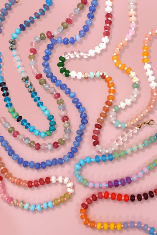 Natural Stone Semi-Precious Glass Necklace | 40NK9694