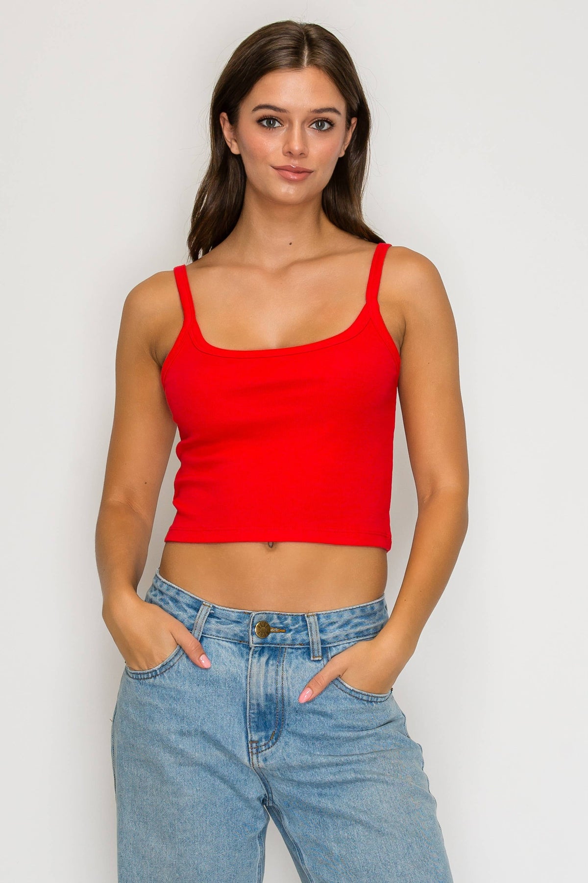 *NEW*  Ribbed Spaghetti Crop Tank Top