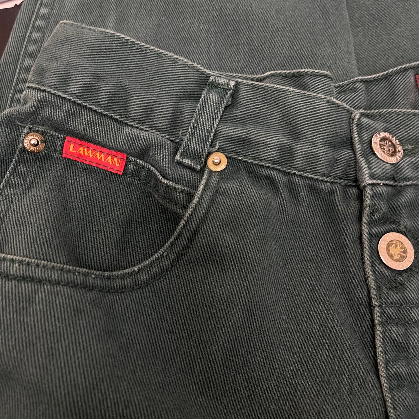 Vintage Lawman Green Denim Jeans Western 9