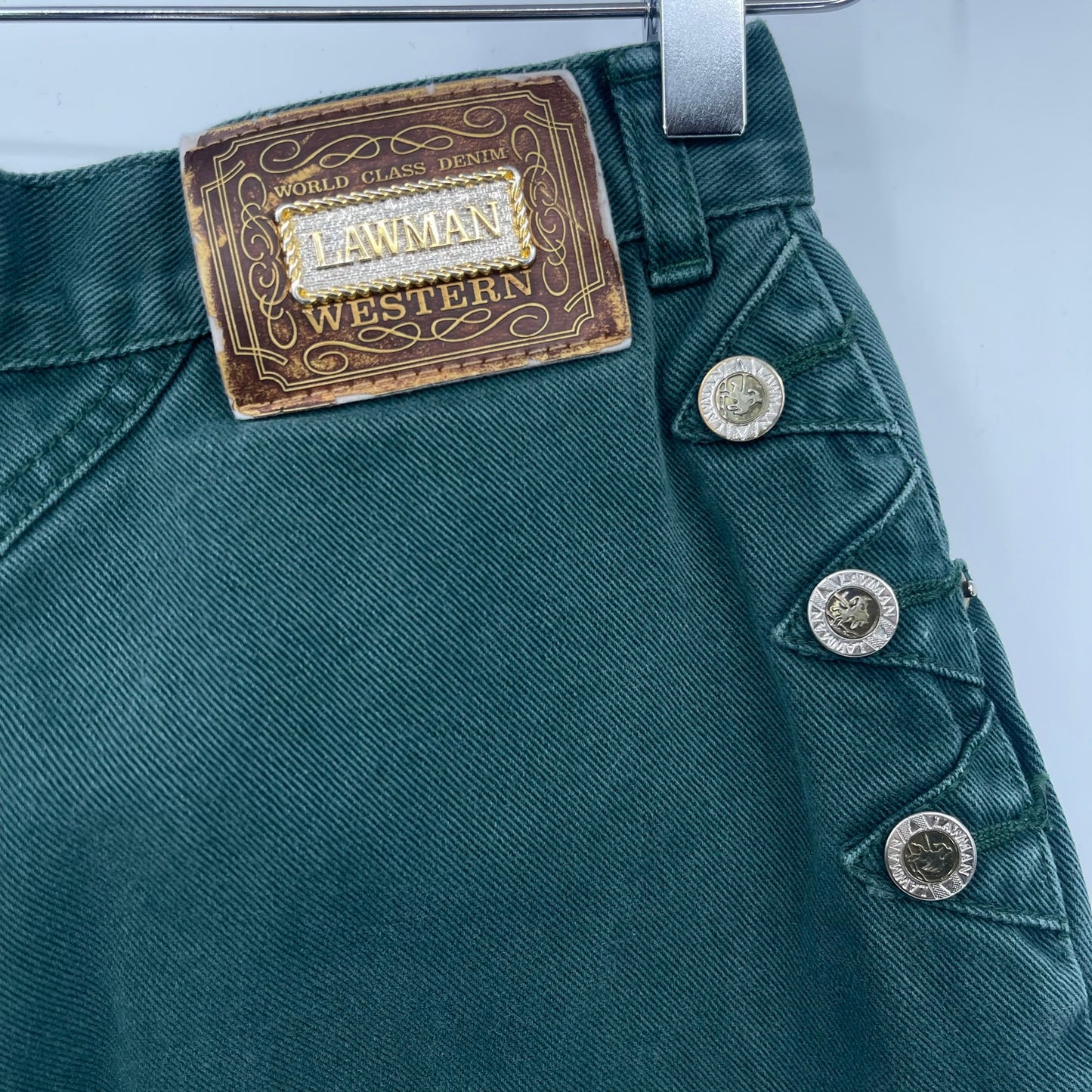 Vintage Lawman Green Denim Jeans Western 9